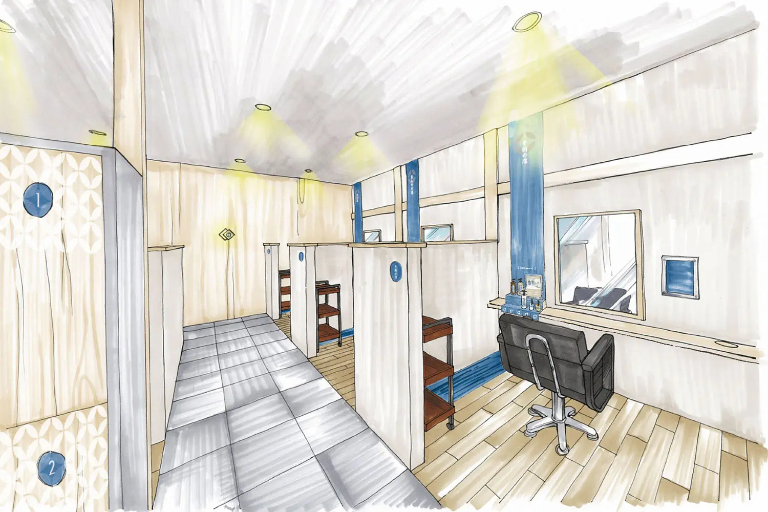 美容室kiRakuの店舗デザイン