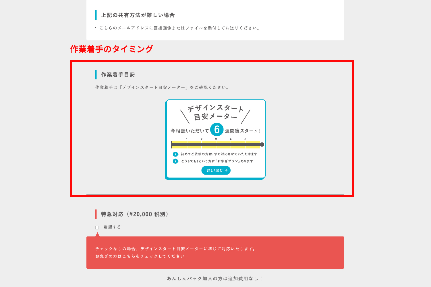作業着手のタイミング