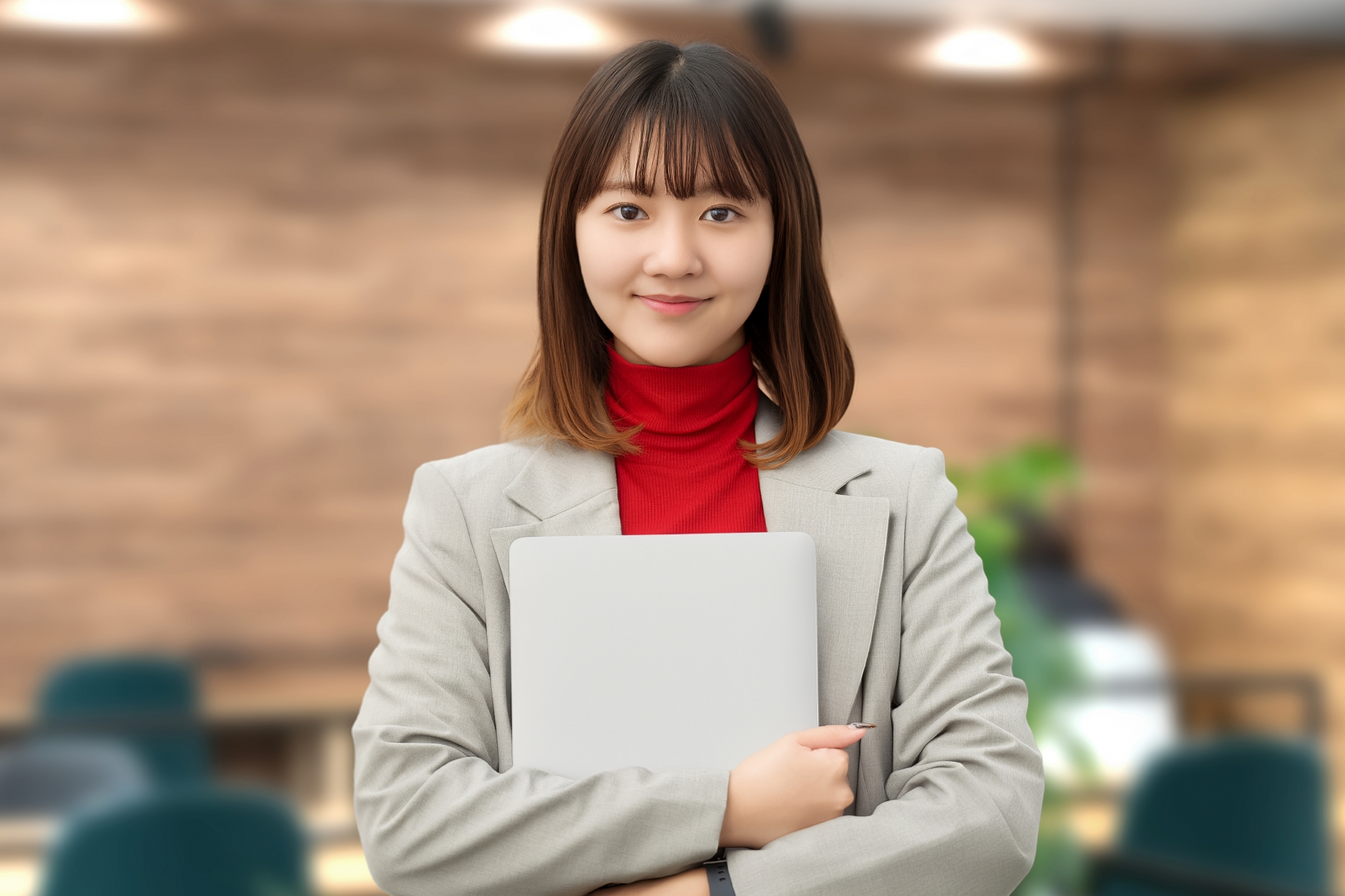 こちらを見る女性