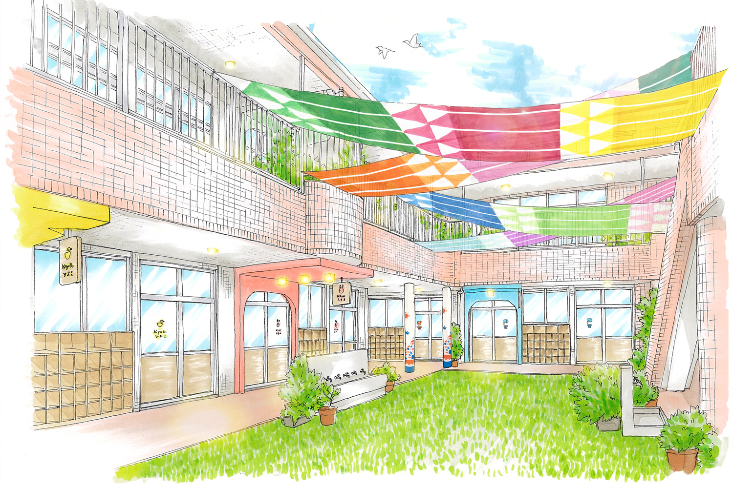 幼稚園のサンシェードデザイン_東京都東久留米市 落合幼稚園