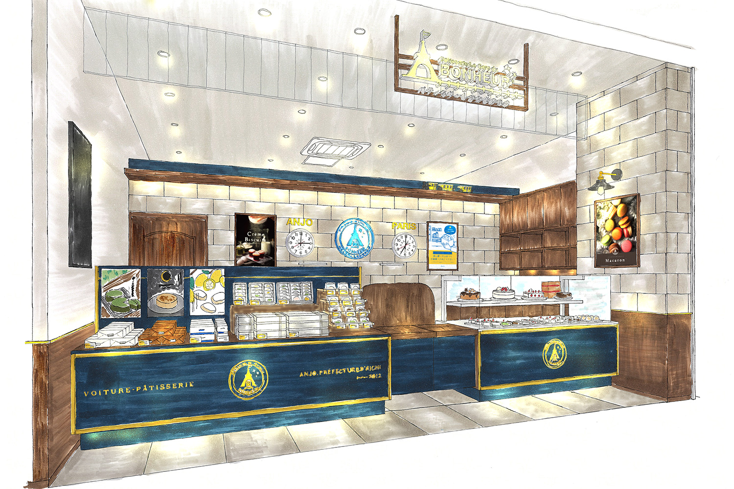 ケーキ屋・パティスリーの店舗デザインパース