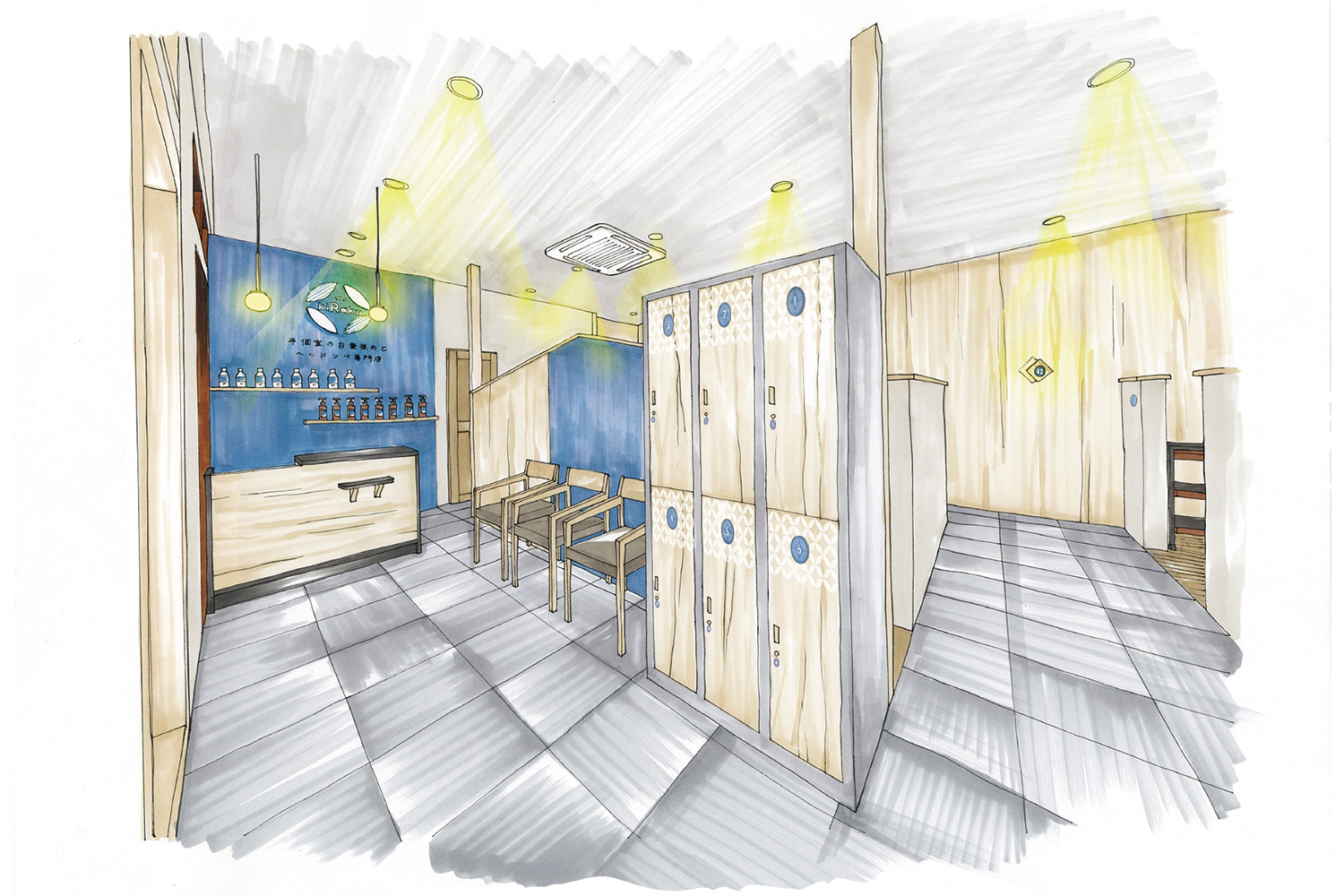 カラー専門店の店舗デザインパース